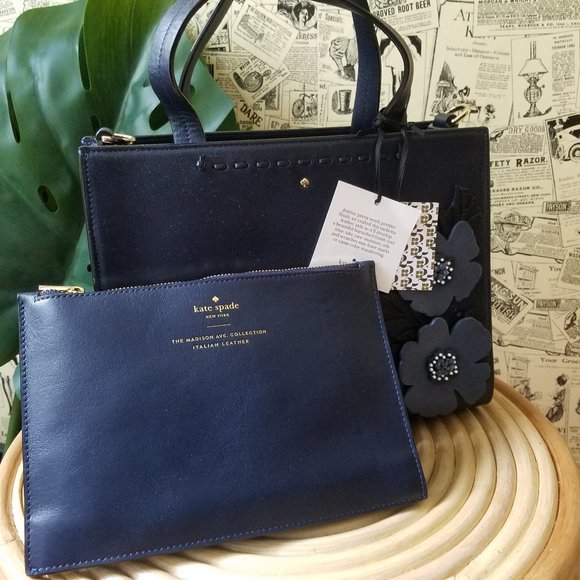 Kate Spade Made in Italy Madison Navy Bag NWT - Picture 8 of 10